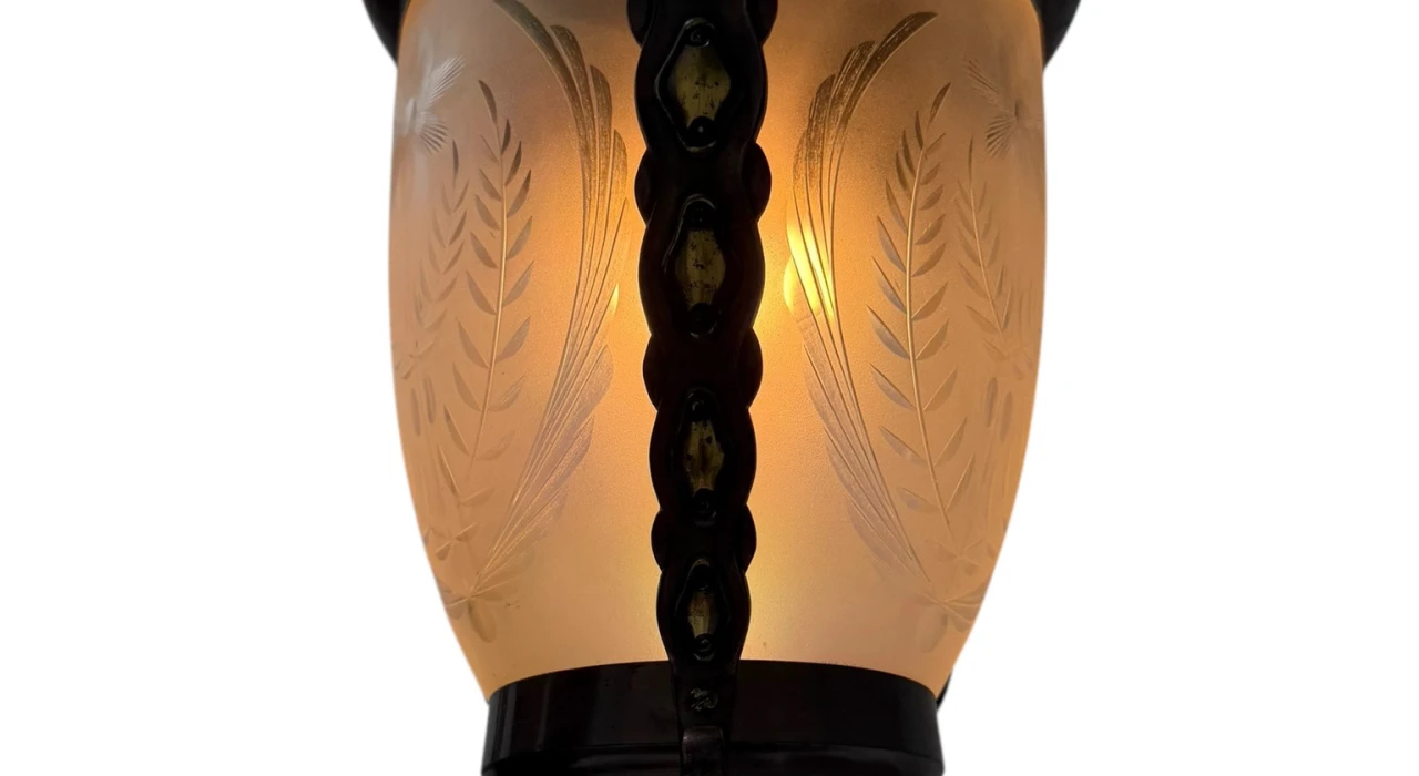 Art Nouveau Patinated Brass Hall Lantern, 1900s